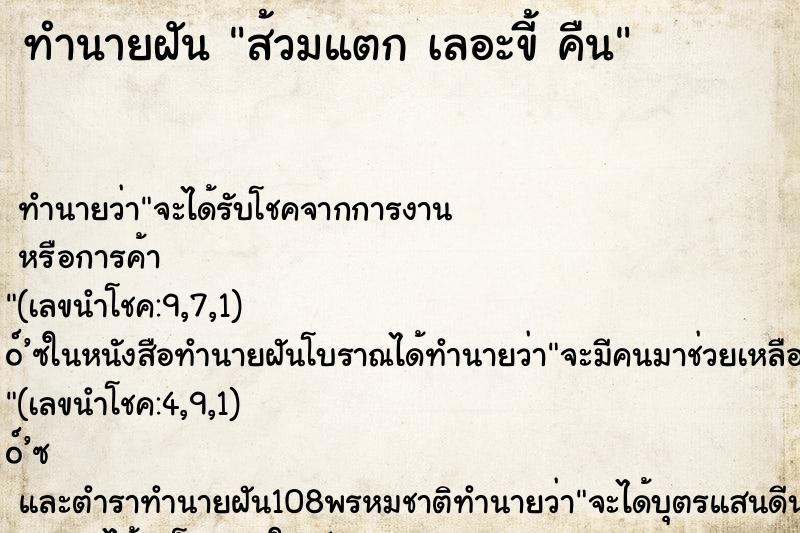 ทำนายฝัน ส้วมแตก เลอะขี้ คืน